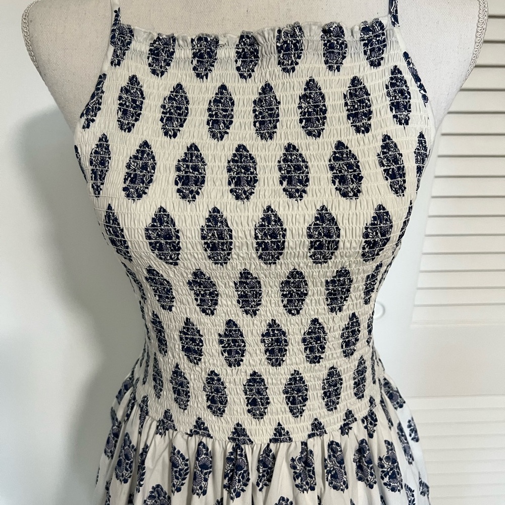Jcrew floral block print midi dress with adjustable spaghetti straps - Picture 2 of 11